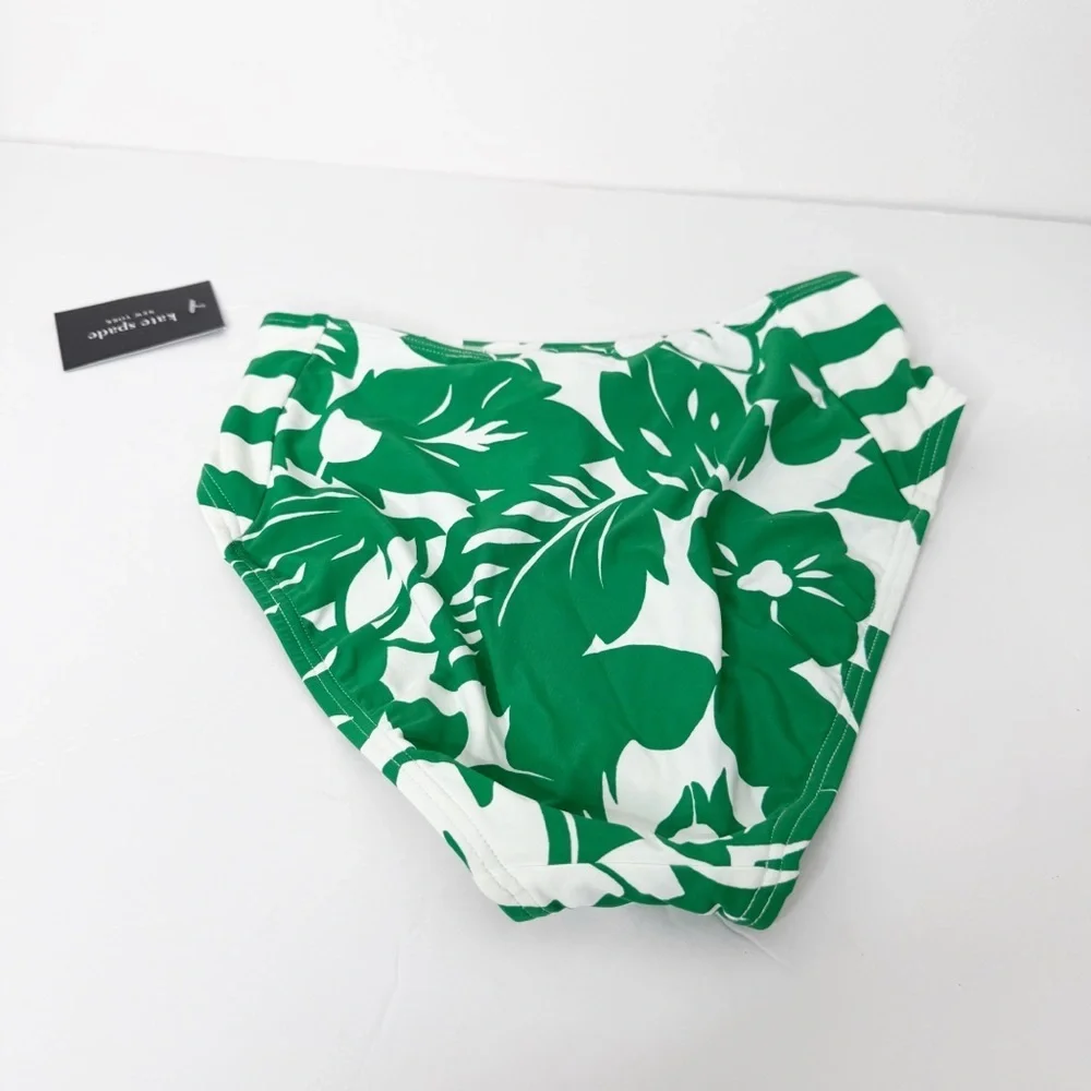 NWT KATE SPADE | Floral Forest Glen White and Green Bikini High Waist Set Sz. XS